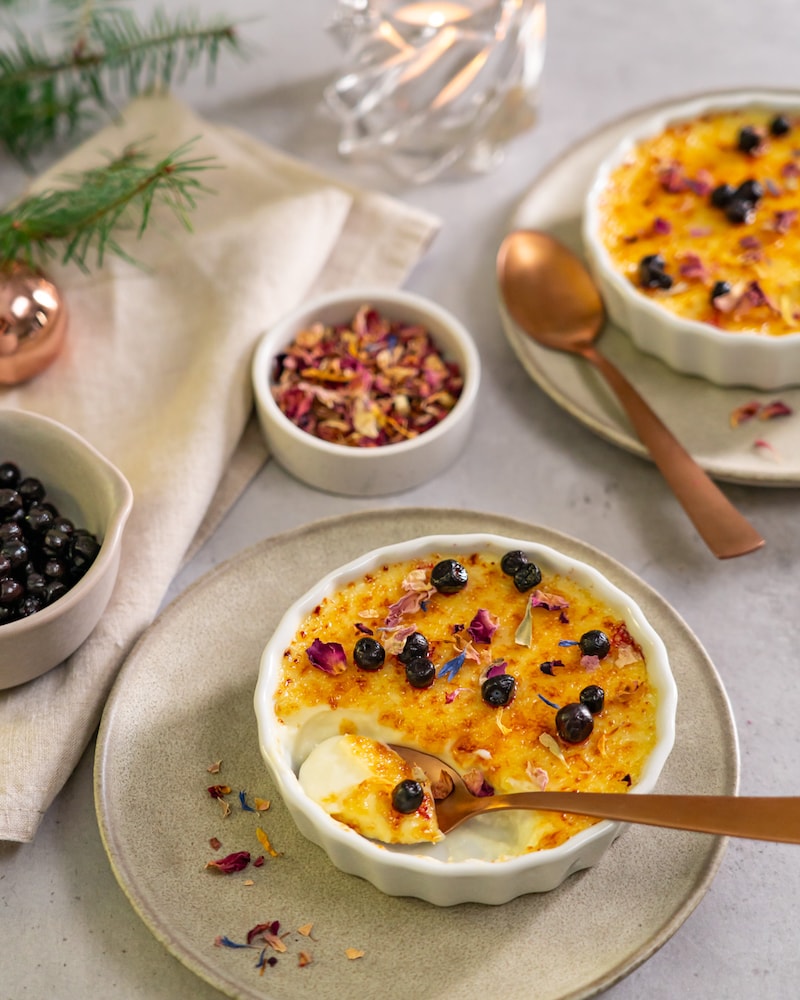 Dieses Bild zeigt die fertige Crème Brûlée.