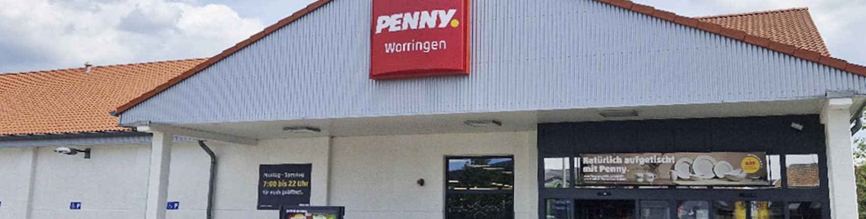 sie sehen den Eingang vom Penny Markt in Köln – Worringen Neusser Landstrasse 364-366
