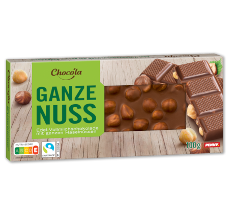 CHOCO'LA Edel-Vollmilch Ganze Nuss