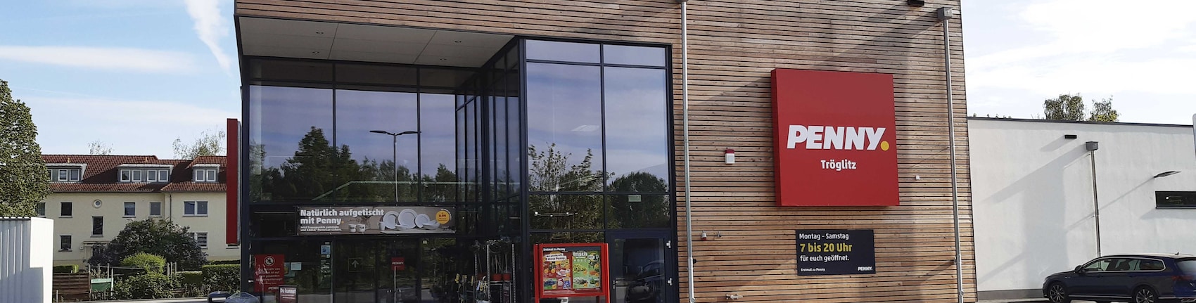 Sie sehen den Eingang vom Penny Markt in Elsteraue / OT Tröglitz Neue Straße 1