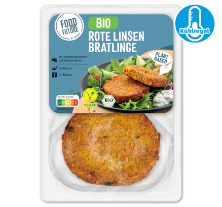 FOOD FOR FUTURE Bio Vegane Rote Linsen Bratlinge