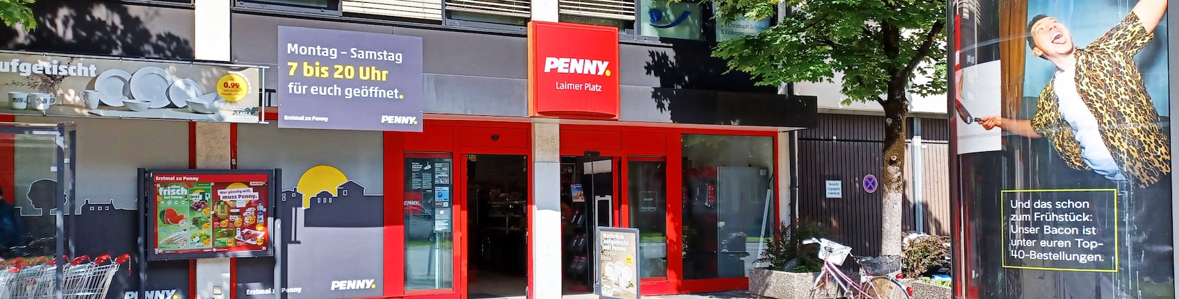 sie sehen den Eingang vom Penny Markt in München/Schwanthalerhöhe-Lai Fürstenrieder Str. 90