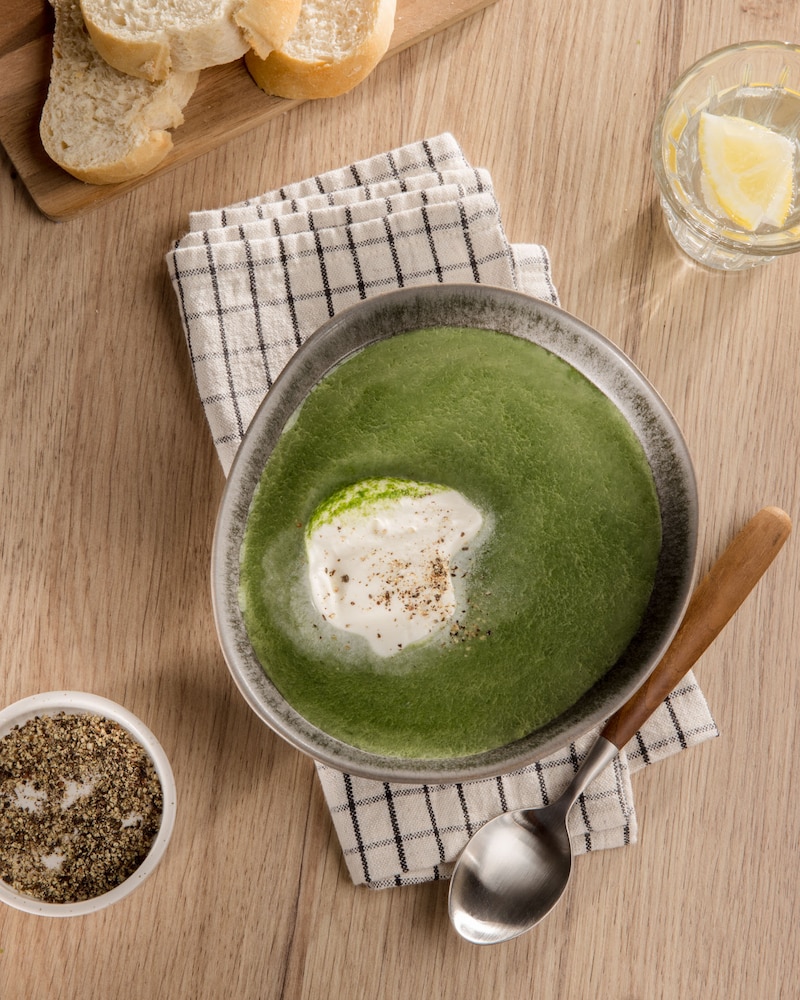 Dieses Bild zeigt die fertige Spinatsuppe.