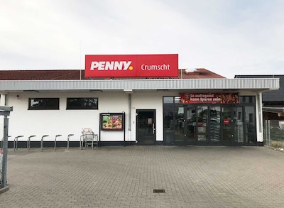 Sie sehen den Eingang vom Penny Markt in Riedstadt/Crumstadt, Darmstaedter Str. 35