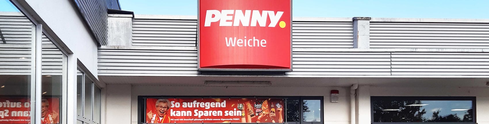 Sie sehen den Eingang vom Penny Markt in Flensburg/Weiche Holzkrugweg 4-6