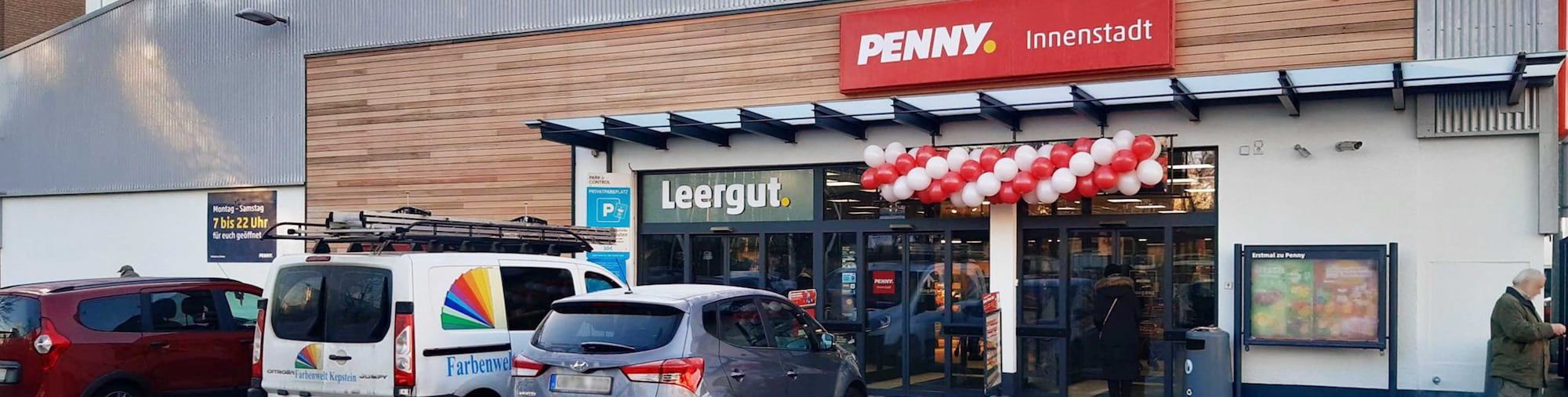 Sie sehen den Eingang vom Penny Markt in Oberhausen - Altstadt Süd, Hermann-Albertz-Str. 113