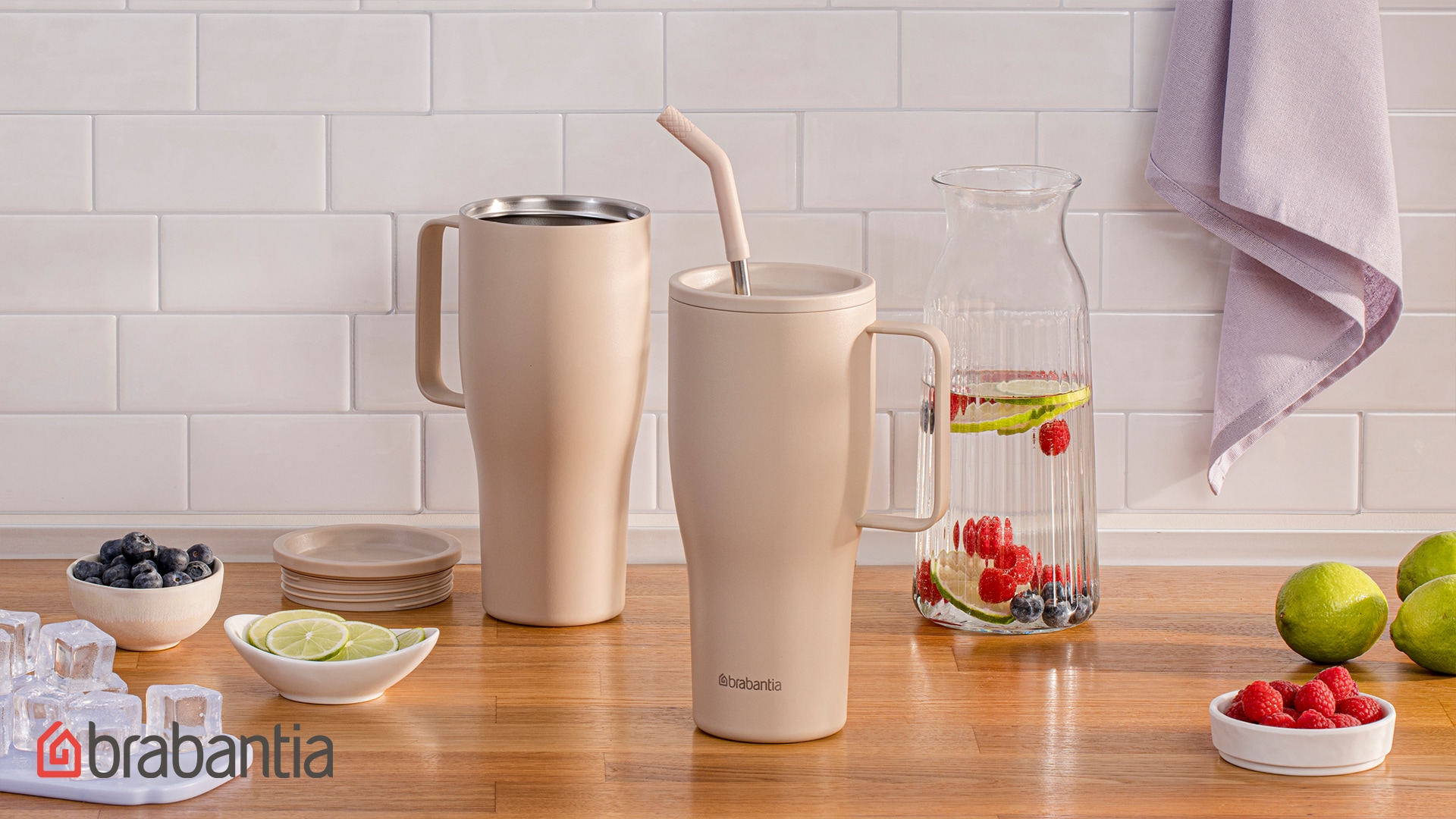 Teaser für den Thermosbecher Infused Water Himbeer-Limette.