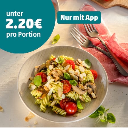 Auf diesem Bild siehst du unsere Nudeln mit Avocado-Soße.